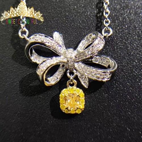 1 Carat ct Wedding yellow Moissanite Diamond Ring Genuine 18K 750 White Gold D color VVS H0011