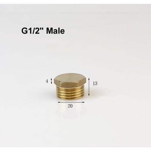 1pc Hexagonal Brass Copper Pipe Cap Plug BSPP 1/8" 1/4" 3/8" 1/2" 1"Male Fitting Connector Adapter