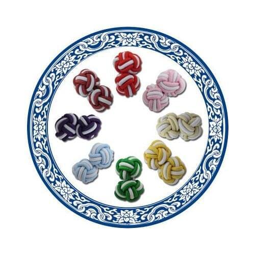100 pairs/lot New Silk Knot Cufflinks for Upscale Mens Classic Double Rope Ball Knot Shape Handmade CuffLinks