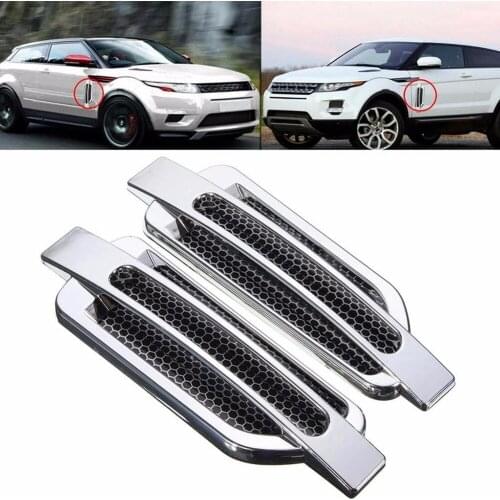 2Pcs/Set Silver Car Fishing Rods Air Outlet Improvement Side False Vents Hood Decorative fenders For Car Exterior Accessory