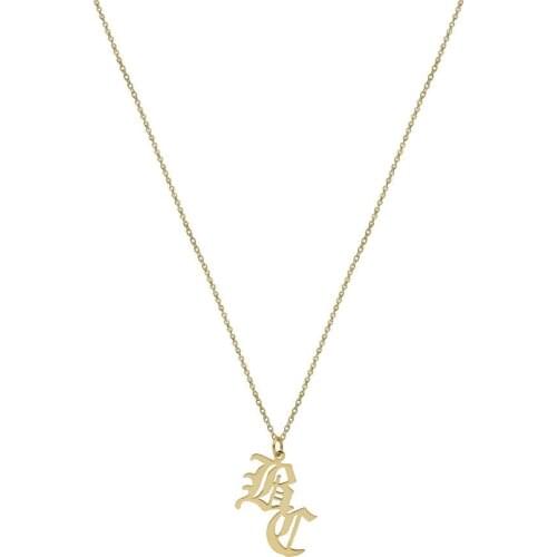 2021 New Two Letter Necklace Women Initial Letter Pendant Necklace Rhinestone Ancient English Letter Custom Necklace Simple Gift