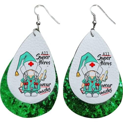 2021 Happy My First Colorful Nurse Earrings Faux Leather Earrings