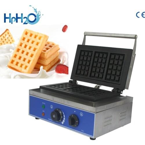 CE approved 110V/220V commercial electric 3pcs Hot plate Waffle Making Machine Square Waffle maker machine