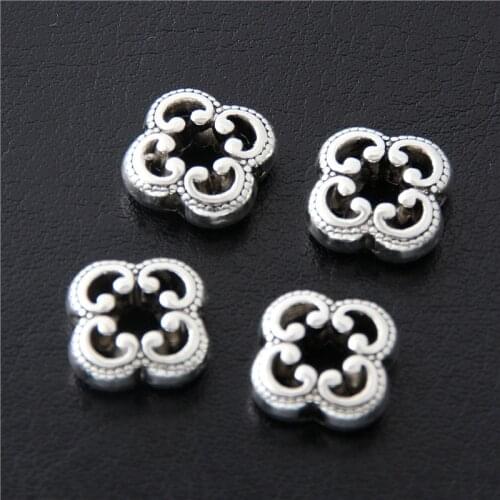 30pcs Silver Color 3D Four Leaf Clover Charms Bead Good Luck Pendant Fit Finding Bracelets Jewelry Accessories 10x10x4mm A3070