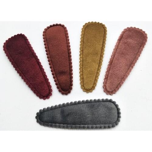 5.5cmx2cm 30pcs/lot velvet Hair Clip Cover Padded Appliques DIY handmade Children Hair Accessories without clip on the back side