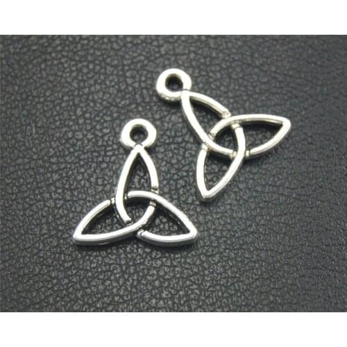 50pcs Silver Color Metal Chinese knot Charm Pendant DIY Handmade Jewelry Findings 14x13mm A1795