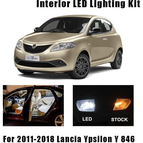 8 Bulbs White Canbus Car LED Interior Map Dome Ceiling Roof Light Kit For Lancia Ypsilon Y 312 846 2011-2018 Trunk Cargo Lamp