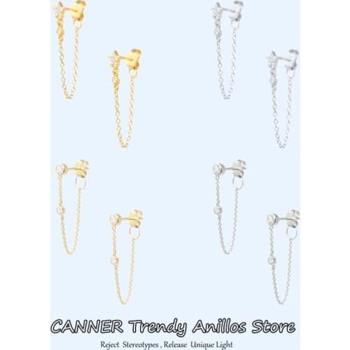 Canner Chain Pendientes Earrings For Women 925 Sterling Silver Tassel Star CZ Earings Dangle Piercing Earings Silver Kolczyki W5