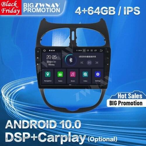 Carplay For Peugeot 206 2000-2010 2011 2012 2013 2014 2015 2016 Android 10 Player GPS Auto Audio Stereo Radio Recorder Head Unit