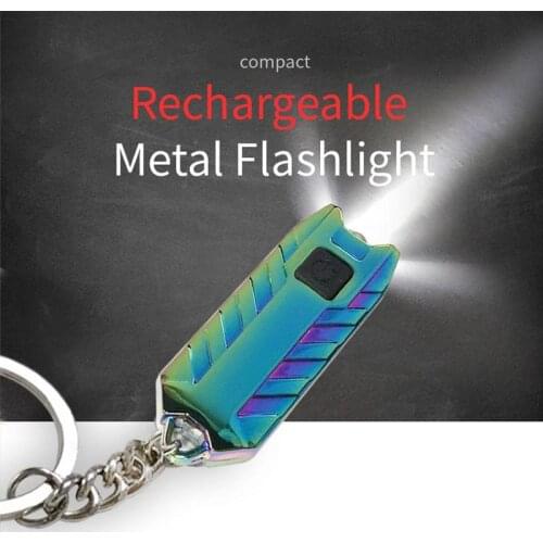 Car Luminous Keychain LED USB Charging Mini Flashlight Ultra-high Brightness Keyring Men Key Rings Chain for Auto Keys