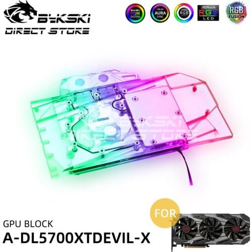 Bykski GPU Block Full Coverage For Powercolor Radeon RX 5700XT Red Devil VGA Water Block Cooler Heatsink A-RGB A-DL5700XTDEVIL-X