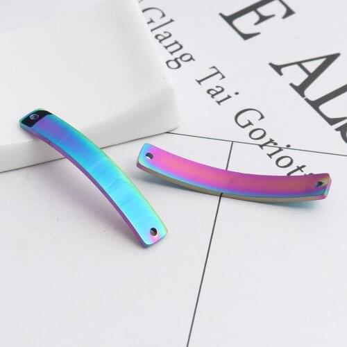 DoreenBeads Fashion 304 Stainless Steel Connectors Rectangle Gold Black Curve Charms Jewelry DIY Findings Charms 39 x 6mm, 2 PCs