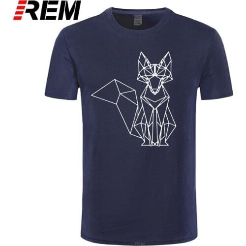 REM Geometric Fox T-shirt Minimalist Animal Abstract Line Tshirt 2018 New Cartoon Fox Casual T Shirts Top Quality Cotton Youth