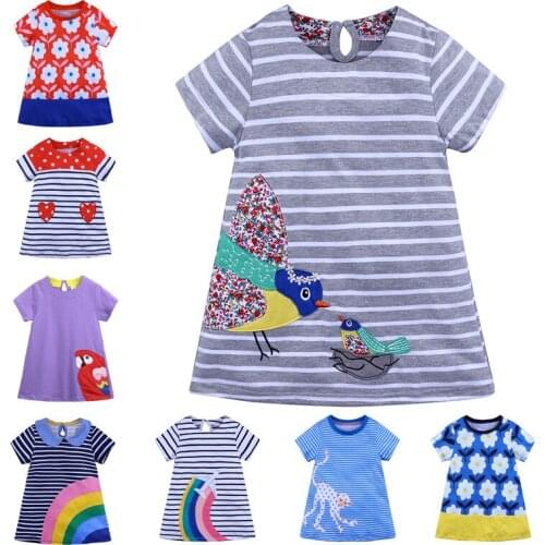 Summer Dresses 2021 Short Sleeve Print Dress Kids Clothes Girls Stripe Childrens Clothing Vestidos