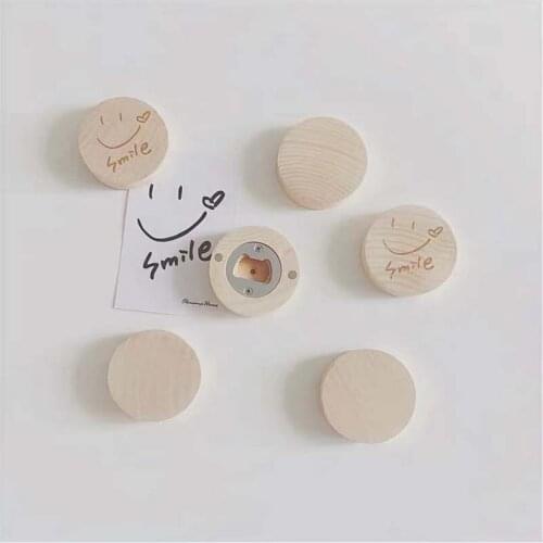 Refrigerator Fridge Magnet Stick Home Decor Circular Geometric Pattern Bottle Beer Opener Wooden Simplicity Creative Originality