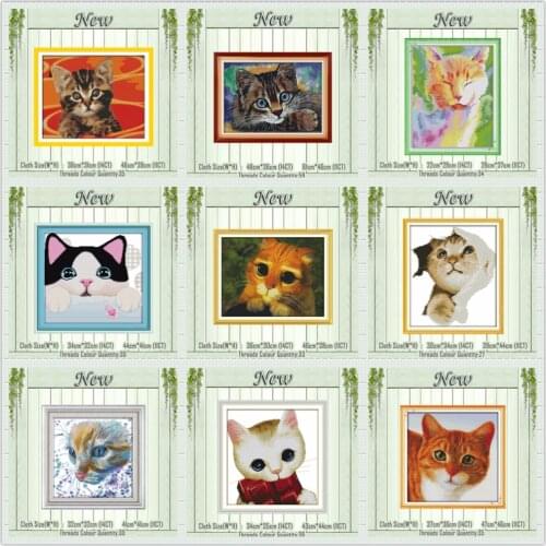 Lovely Watercolor cat butterfly diy painting counted printed on canvas DMC 14CT 11CT Cross Stitch Needlework Sets Embroidery kit
