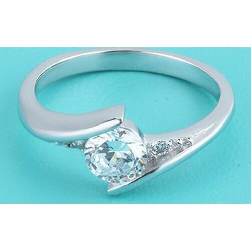 Crystal Fashion Silver color CZ rhinestone Jewelry Wedding Rings Charming Jewelry Women Bijoux