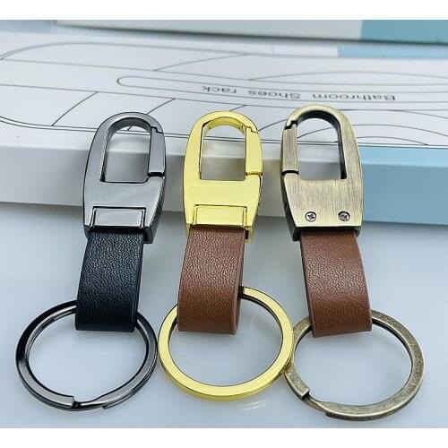 Mens Simple Leather Car Business Keychains Gentleman Key Holder Fashion Accessories