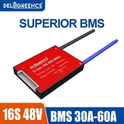 2021 New With Balance LiFePO4 BMS 16s 48V 30A 40A 50A 60A 18650 Lithium Battery Protection Bms Pcm Ebike Temp. Sensor Optional