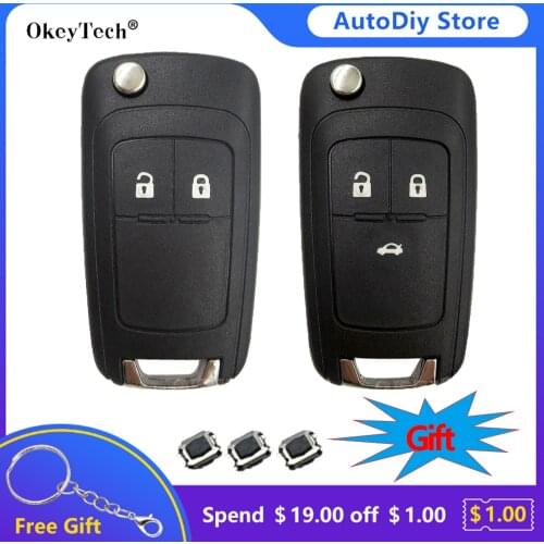 OkeyTech 2/3 Button Flip Remote Key Shell Fob For Vauxhall Opel Zafira Astra Insignia For Chevrolet Aveo Cruze Sonic With Switch
