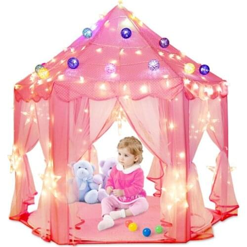 Foldable Girl Princess Pink Castle Tents Playhouse Ball House Indoor Outdoor Portable Play Tent Children Playing Sleeping Tent