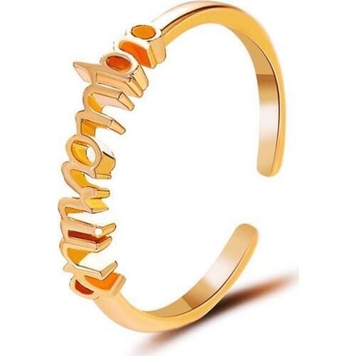 Simple Mini 12 Constellations Ring Fashion Zodiac Sign Letter Open Rings For Women Adjustable Jewelry Gold Color BBF Gift