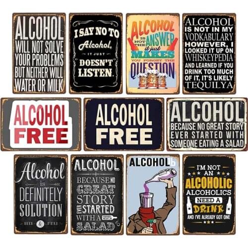 Retro Alcohol-Signs Funny Metal Plaque Vintage Beer Plates Bar Pub Club Man Cave Wall Decoration Home Decor 20x30cm