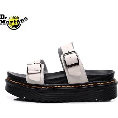 Dr.Martens Men and Women White Myles Rome Strap Summer Doc Martin Platform Sandals Slippers Breathable Creepers Beach Shoes
