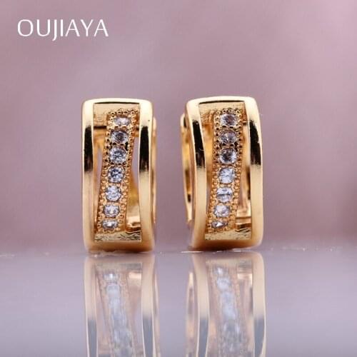 OUJIAYA Hollow Dangle Earrings Micro-wax Inlay Natural Zircon Drop Earrings Rose gold Party Gift Wedding Exquisite Jewelry A36