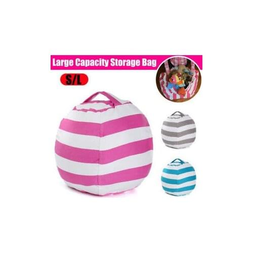 Bag Storage Stuffed Animal Chair Kids Toys Stuff Sit Zip Canvas Children Kids Plush Toy Organizer Large Capacity