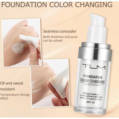 TLM 30ml Magic Flawless Color Changing Liquid Foundation Makeup Hydrating Long Lasting Face Liquid Cover Concealer Cream TSLM1