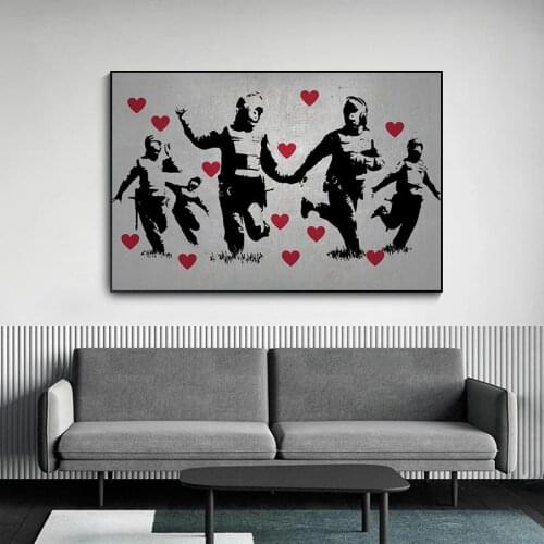 Street Art Banksy Graffiti Girl and Boy Canvas Art Decorative Painting Posters and Print Wall Art Pictures for Living Room Decor