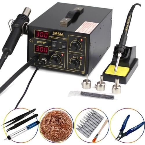 YIHUA 852D+ Hot Air Gun Digital 2 in1 Pump Type 700W Soldering Iron Desoldering Station SMD Constant Temperature Rework Station