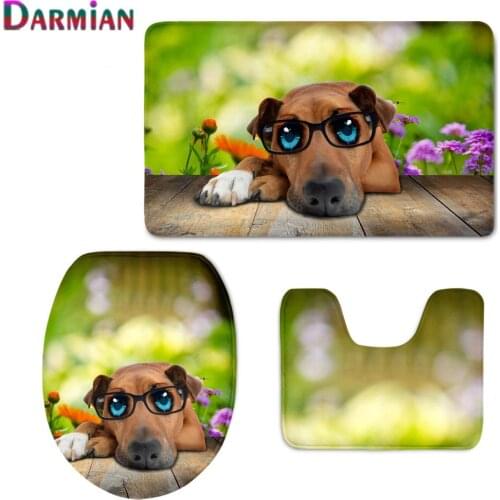 Customized Non-slip Floor Carpet Cute Animal Owl Bird Printed Toilet 3Pcs/Set Area Rugs for Bathroom WC Seat Closestool Lid Pads