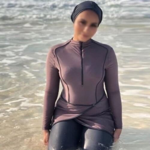 2021 Women Plus Size Muslim Swimsuit Burkinis Modest Clothing Islamic 3 Pieces Muslimah Hijab Full Cover Swimwears
