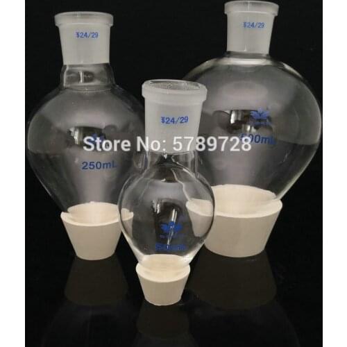 1pcs 50ml to 2000ml 19 #24#29# Standard Frosted Mouth Pear-Shaped Flask,Lab Glass Container with Tapered Bottom