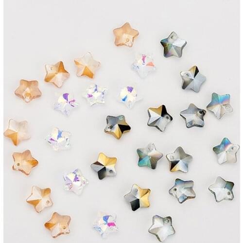 100pcs 10mm Multi Color Crystal Beads Star Shape Charm Glass Bead Loose Spacer Bead For DIY Jewelry Making