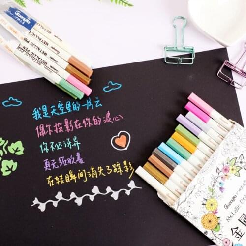 12 Colors Manga Anime Metallic Art Marker Calligraphy Brush Pens Graffiti Sketching Markers For Drawing Office School Supplies