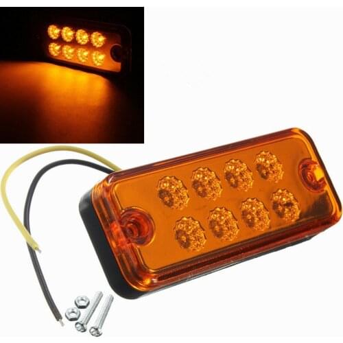 12V 24V Amber 8 LED Side Marker Light Lamp Truck Trailer Lorry Caravan Waterproof