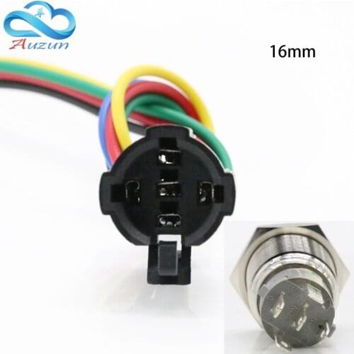 The 16 mm metal button switch base five terminals are not welded Line 15 cm long
