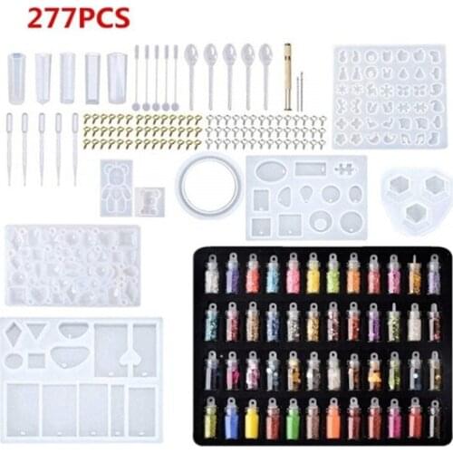 277pcs/set Resin Casting Mold Tool Kit DIY Silicone Jewelry Pendant Making Mould for Craft Jewelry Necklace Bracelet Making