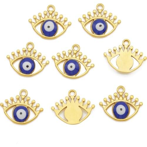 3pcs/lot 100% Stainless Steel Gold Evil Eye Pendant DIY Jewelry Charm Wholesale Top Quality Findings Factory Price Custom