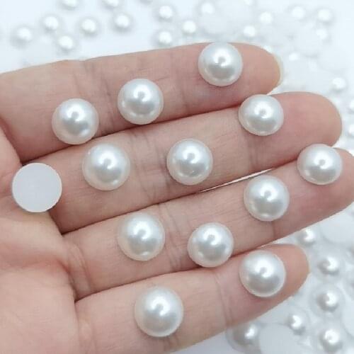 NEW 3D Fashion 20pcs white/beige Half Pearl Bead Flat Back 10mm Scrapbook for Craft FlatBack