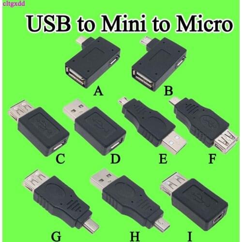 Cltgxdd Micro Mini USB 2.0 Female to Male Power Supply Port 90 Degree Right Angled mini V3 V8 USB OTG Adapters
