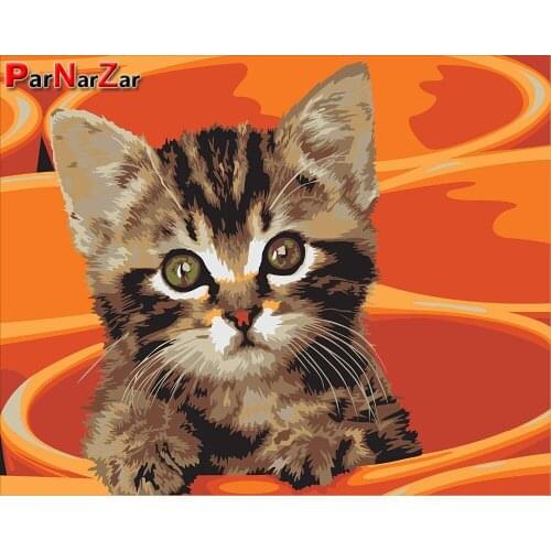 ParNarZar Diamond Painting Little Cat Handmade Sewing Rhinestone Crafts Gift Mosaic Embroidery Art Home Wall Decorations