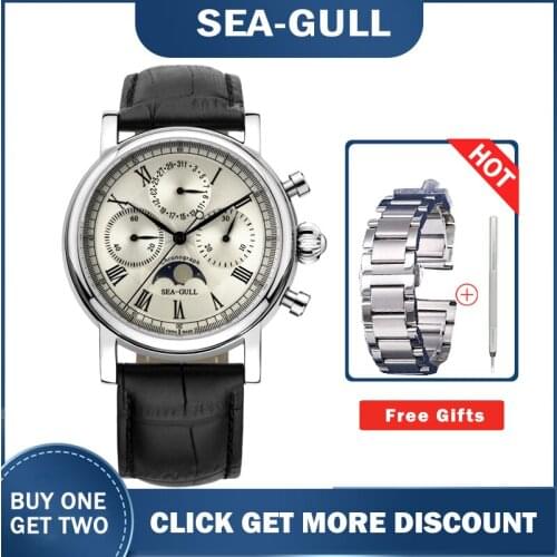 Seagull Watches Men M199S Automatic Mechanical Mens Watch Hand Winding Chronogroph Watch men