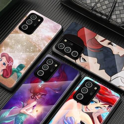 Tempered Glass Cover The Little Mermaid Lovely For Samsung Galaxy S21 S20 FE Ultra S8 S9 S10 S10e Lite Plus 5G Phone Case