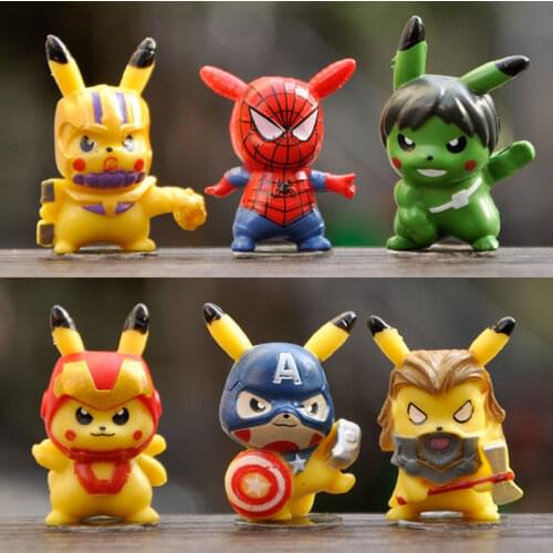 6pcs/set TAKARA TOMY Pokemon Kawaii Action Figures Mini Pirate Avengers Pikachu Toys Pokémon Go Monster Dolls Pop It