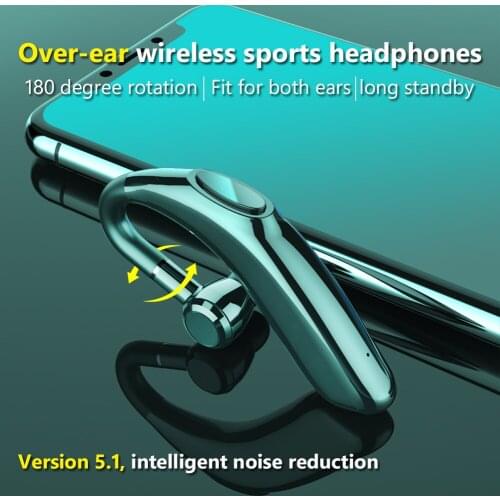 Handsfree Business Bluetooth 5.1 Earbud Wireless Earphone With Mic Stereo Ear Hook Headset For All Smart Phones Hot Sale