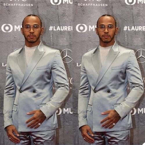 Costume Homme Shiny Double Breasted 2 Buttons Men Suits Wedding Prom Terno Masculino Slim Groom Tuxedos Blazer 2 Pc Jacket+Pant